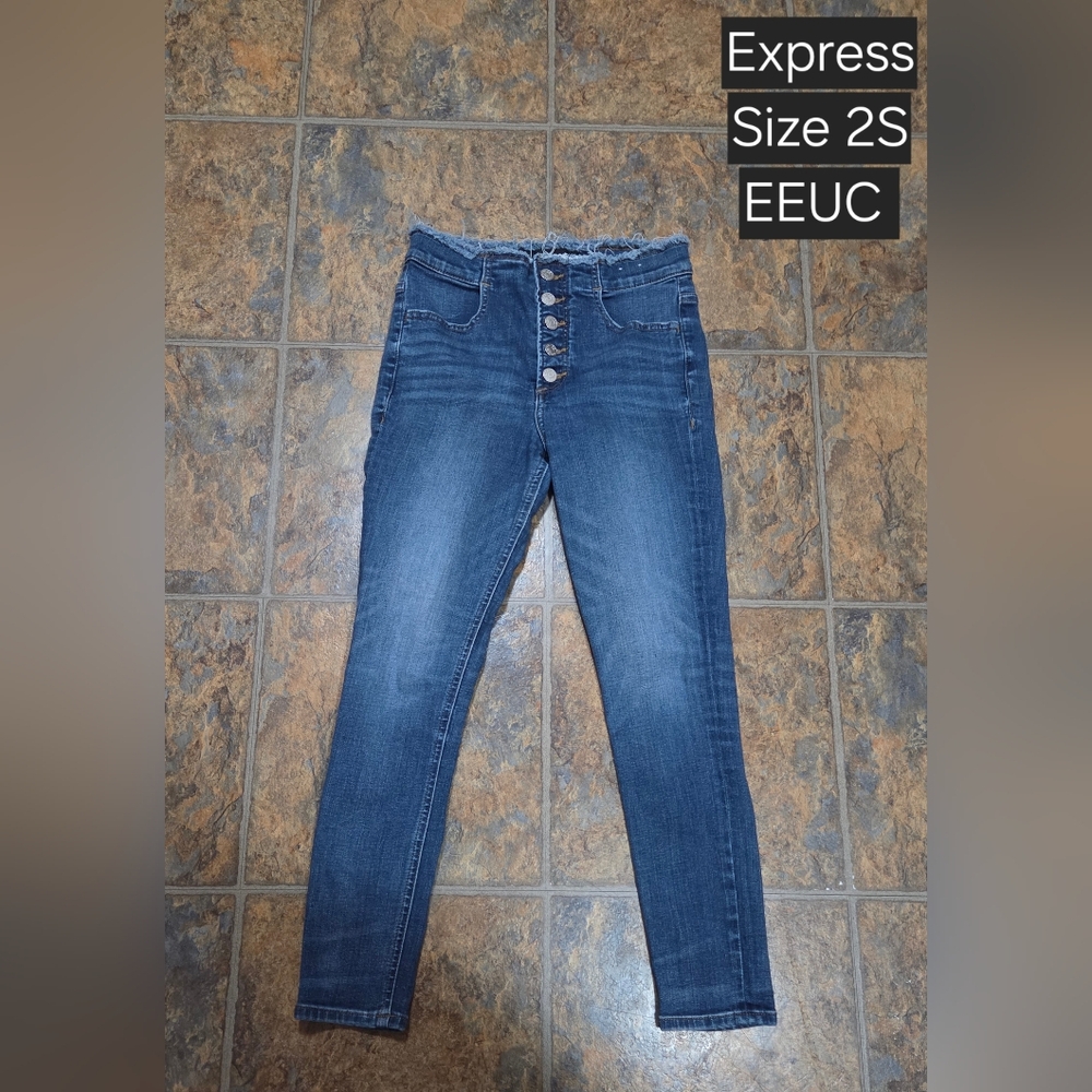 Express Women's High Rise Dark Blue Jeans